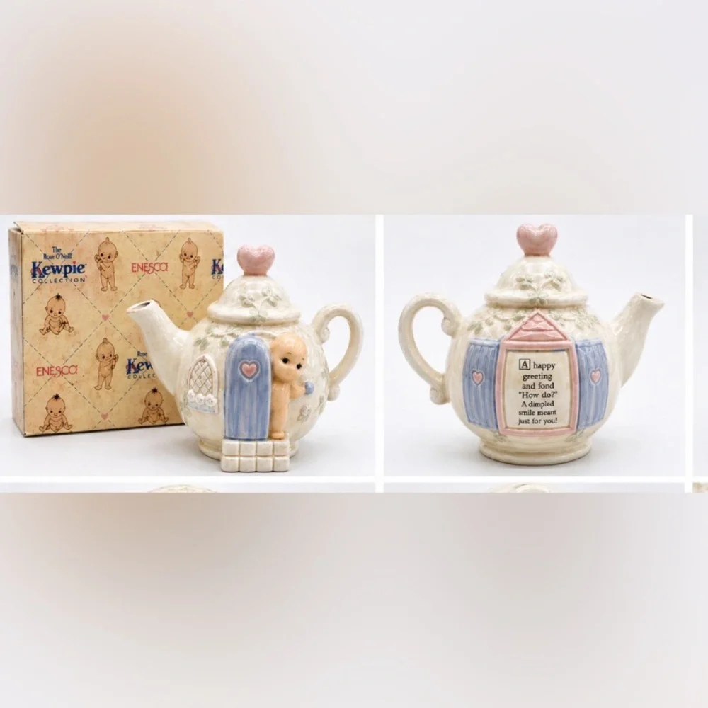 Vintage 1994 Enesco Kewpie Mini Teapot At Door Rose O’Neill Collection w/ Box - Picture 5 of 5